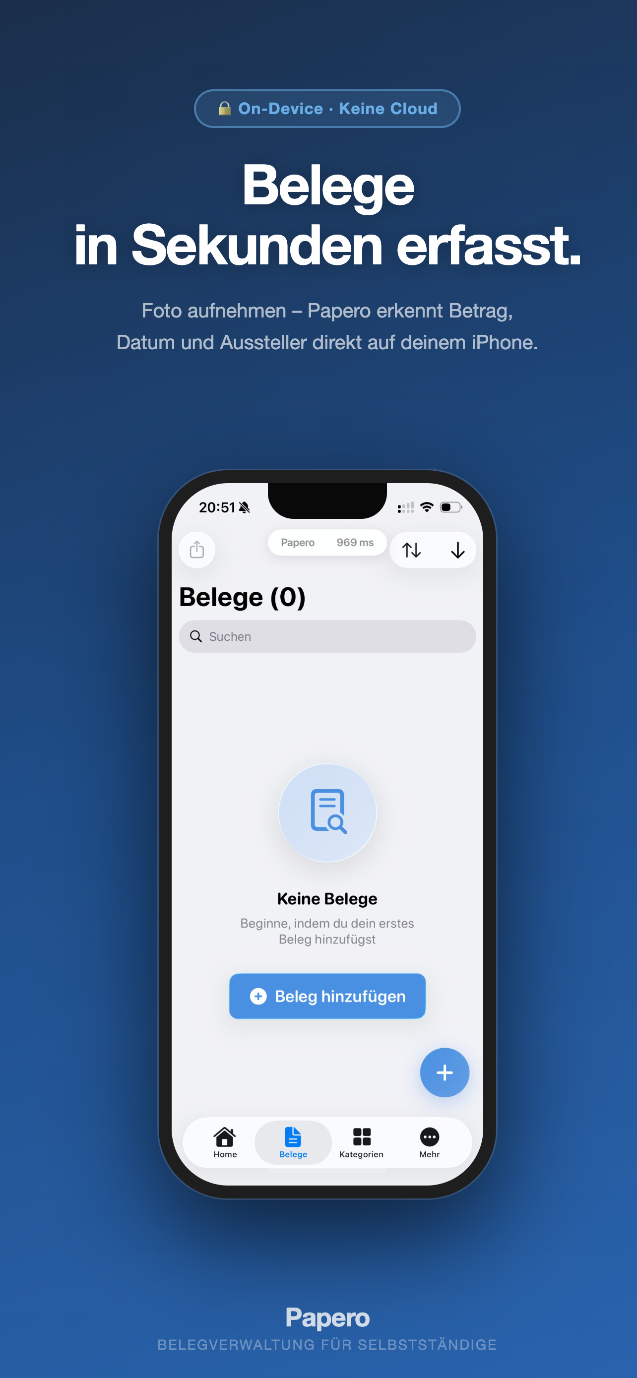 Papero App – Belege mit Apple Intelligence Texterkennung