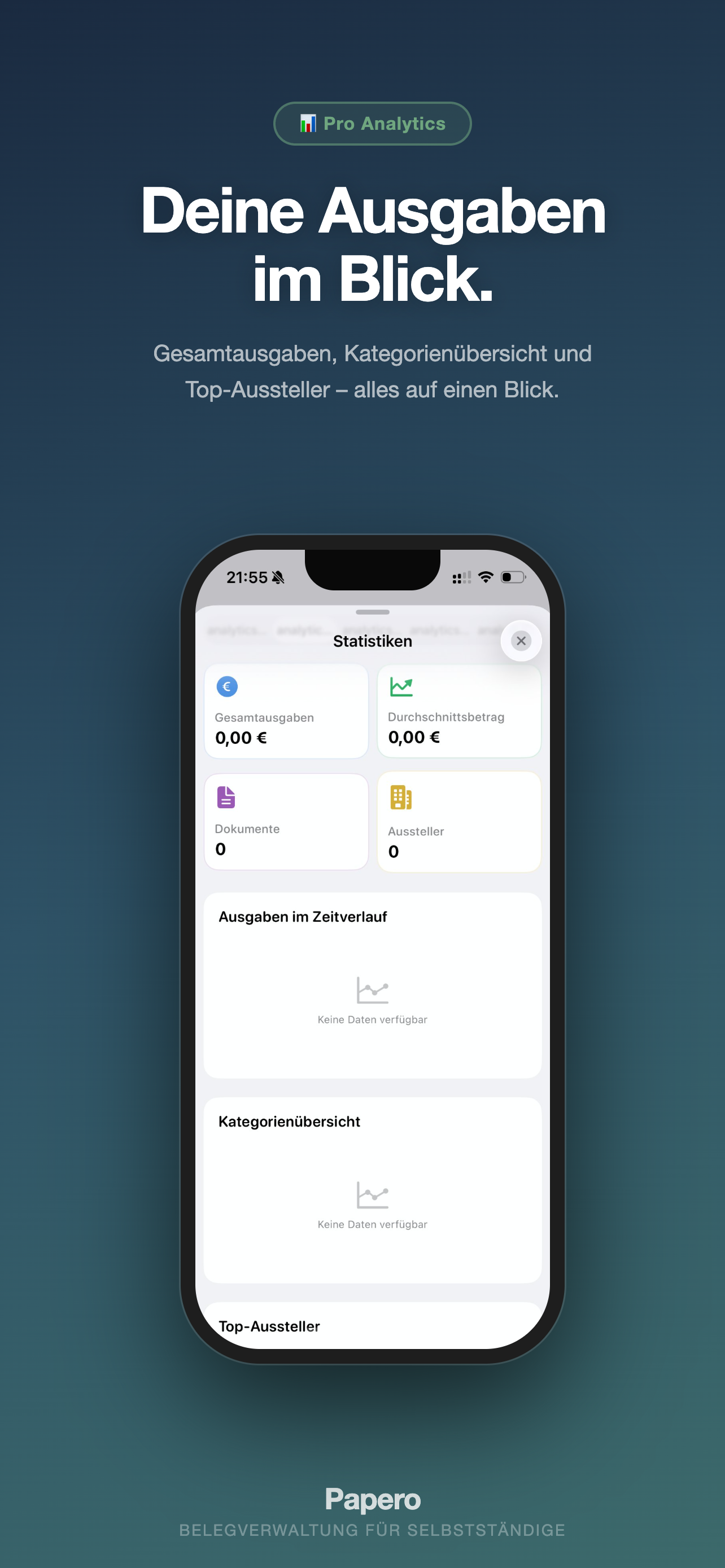 Papero App – Ausgaben-Statistiken und Analytics